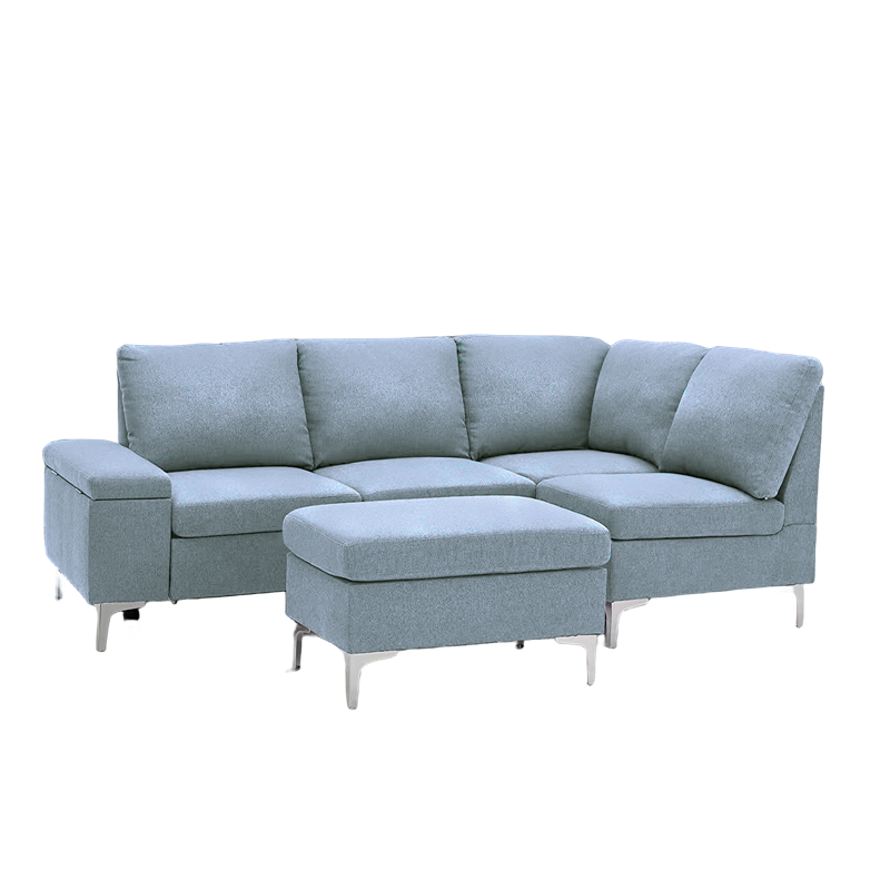 KRISTIN LINEN SECTIONAL SOFA WITH OTTOMAN RHS