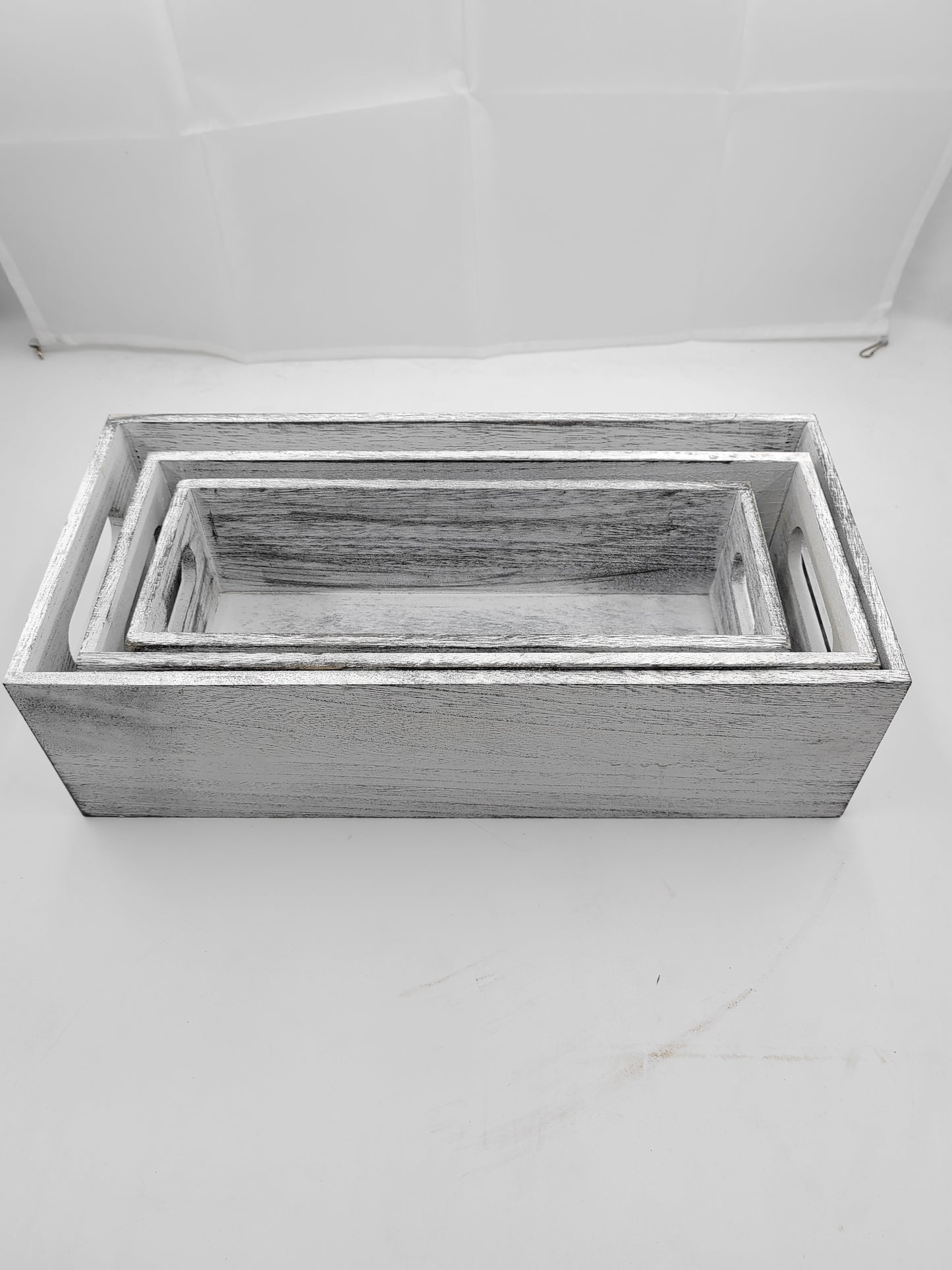 SET OF 3 RECTANGULAR WOODEN BOXES