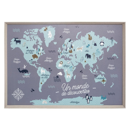 TOILE CARTE MONDE AT KIDS 50X70 CM