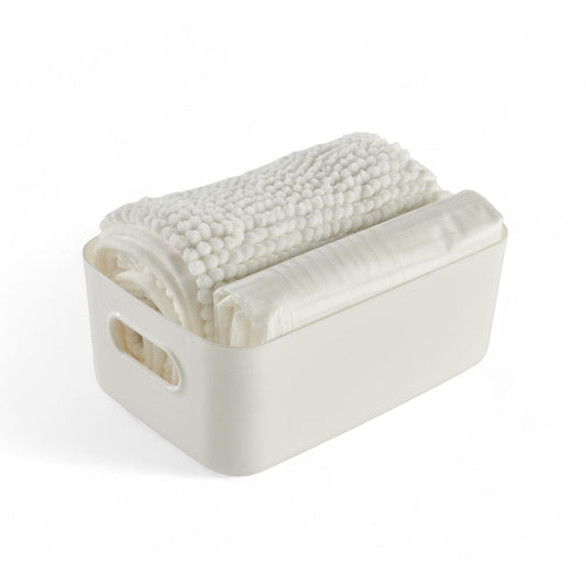 SET SALLE DE BAIN AVEC TAPIS ET RIDEAU BLANC