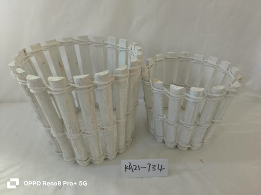 SET OF 2 WOODEN VATS
