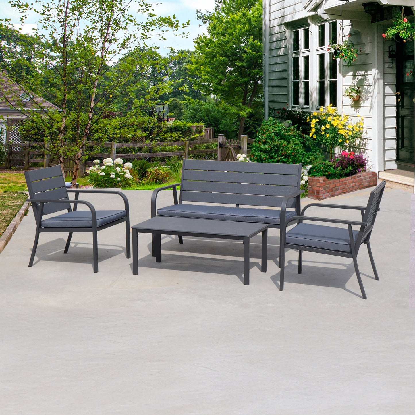 GARDEN CONVERSATION SOFA SET WITHOUT SEAT CUSHION