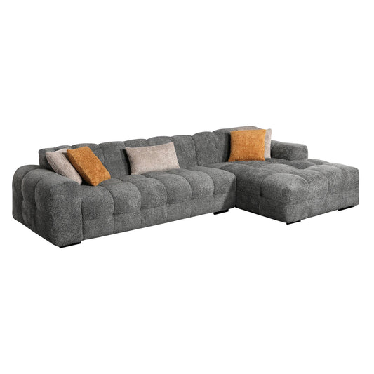 DENVER CORNER SOFA GREY WITH 5 CUSHIONS RHS