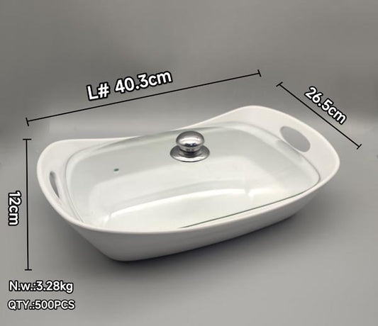 LOTUS RECTANGULAR CASSEROLE SILKSAVOR WITH GLASS LID