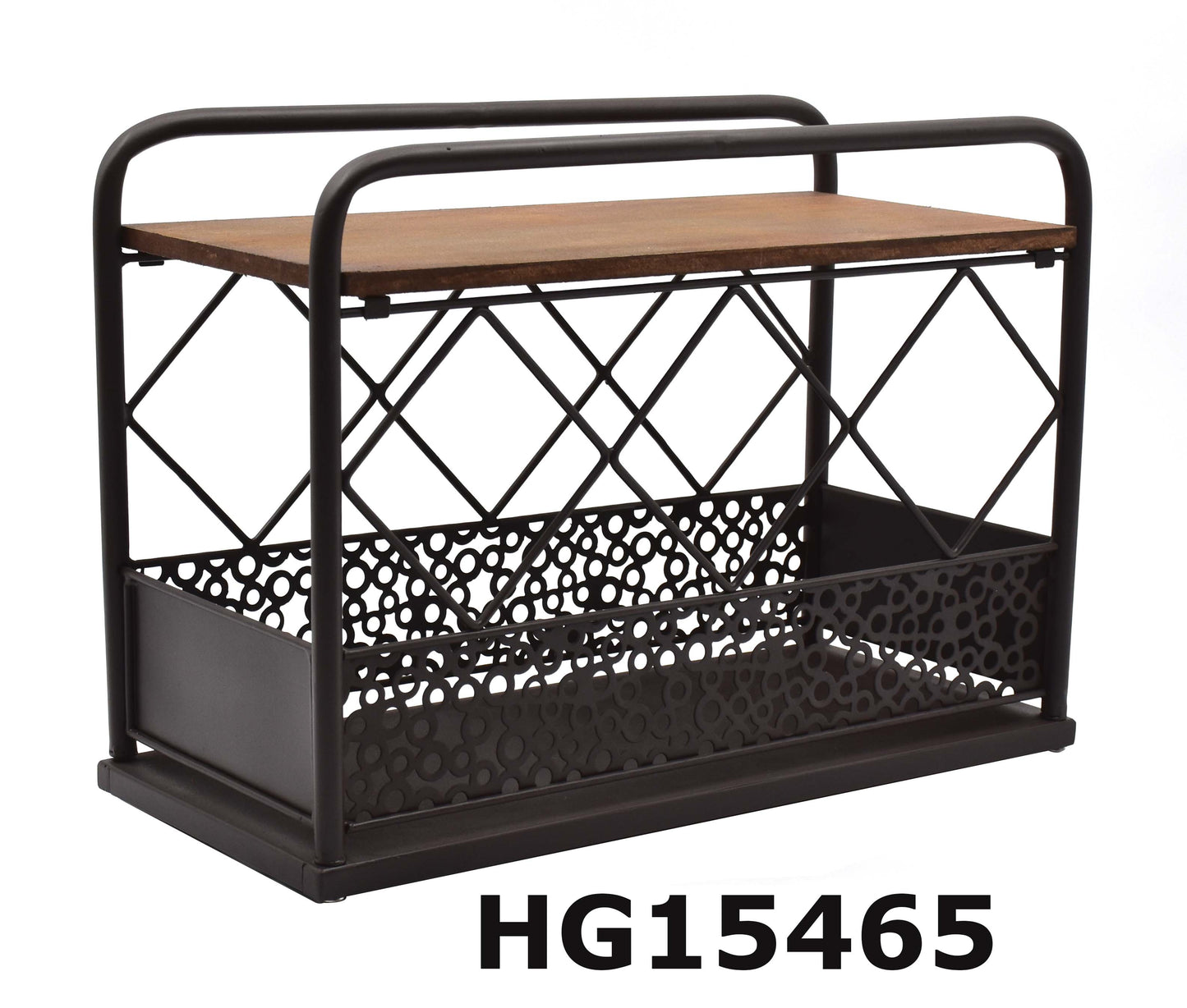 WINE RACK 3 BOTTLES TABLE IRON & MDF
