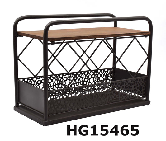 WINE RACK 3 BOTTLES TABLE IRON & MDF