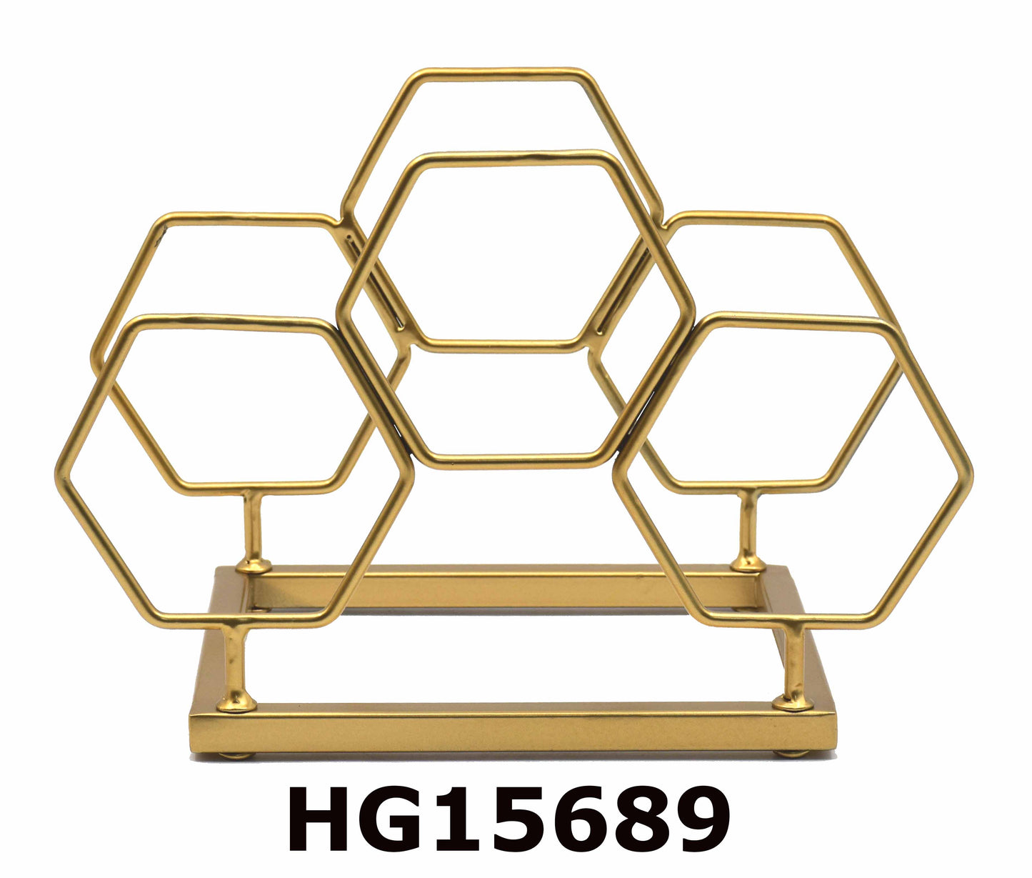 PENTAGONAL IRON WINE RACK FOR 3 BOTTLES