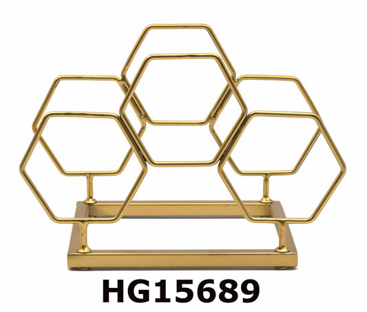 PENTAGONAL IRON WINE RACK FOR 3 BOTTLES