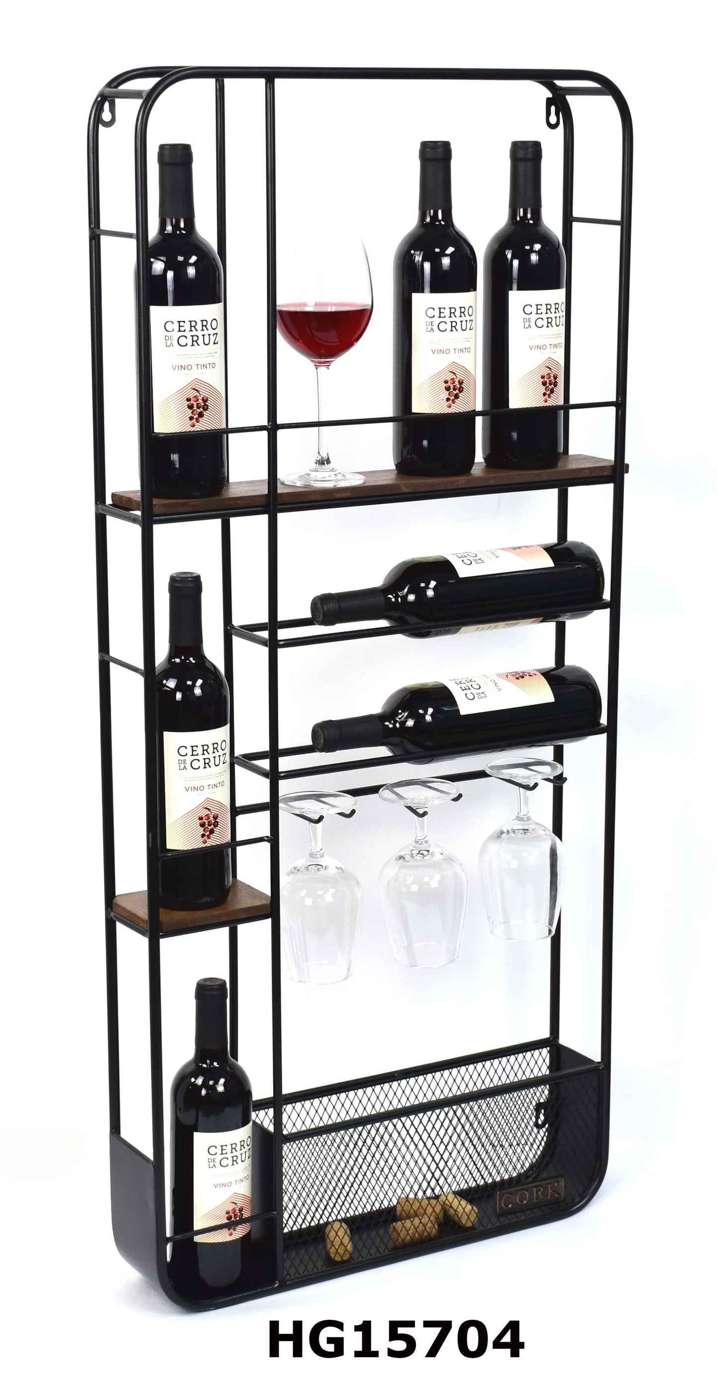 RECTANGLE WALL HANGING WINE RACK 10 BOTTLES