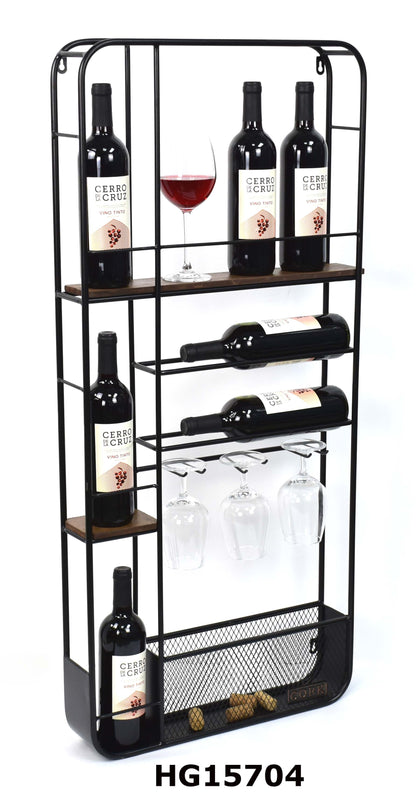 RECTANGLE WALL HANGING WINE RACK 10 BOTTLES
