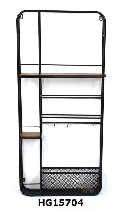 STANDING IRON & MDF WINE RACK 13 BOTTLES