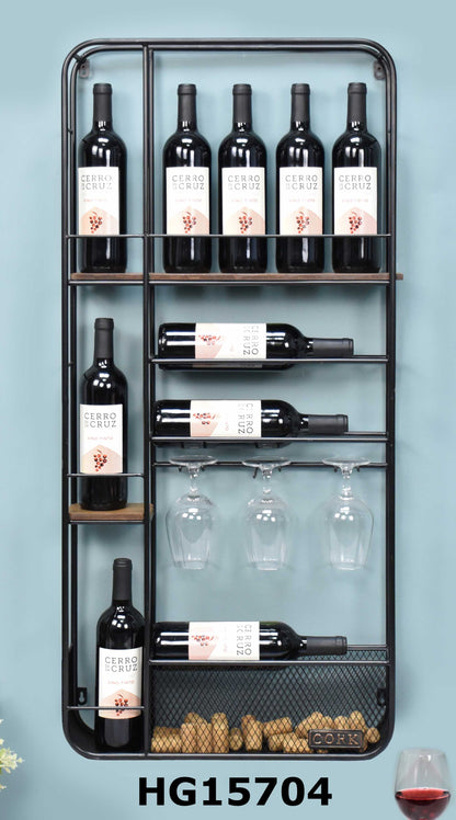 RECTANGLE WALL HANGING WINE RACK 10 BOTTLES
