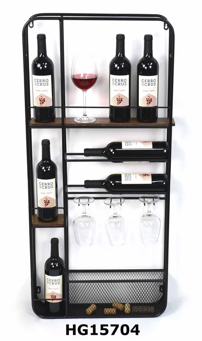 RECTANGLE WALL HANGING WINE RACK 10 BOTTLES