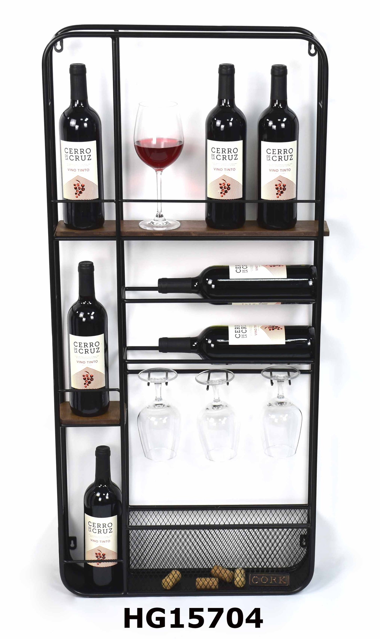 STANDING IRON & MDF WINE RACK 13 BOTTLES
