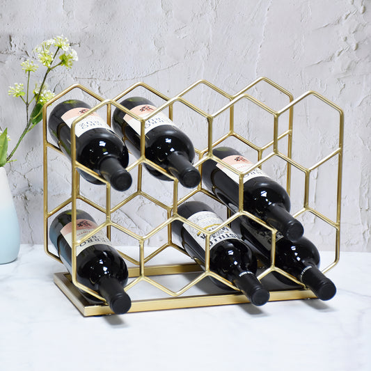 BEE NEST IRON WINE RACK FOR 14 BOTTLES