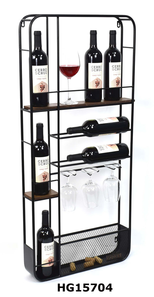 RECTANGLE WALL HANGING WINE RACK 10 BOTTLES