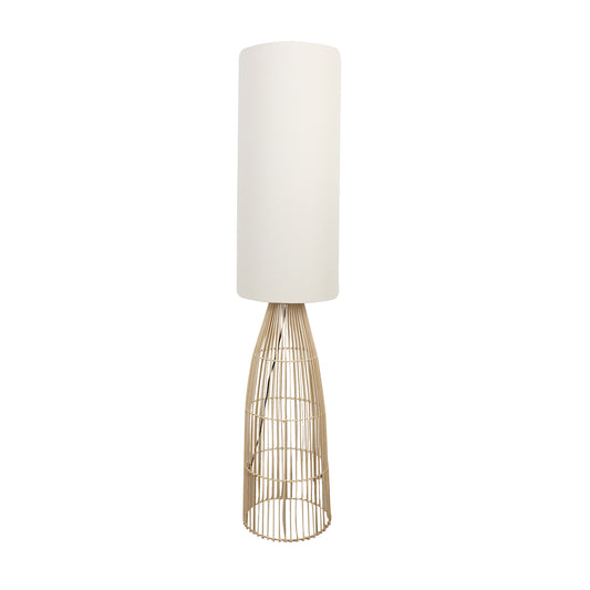 FLOOR RATTAN LAMP WITH LINEN SHADE