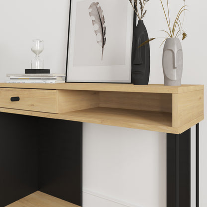 SATURNE CONSOLE 1 TIROIR 1 NICHE CHENE/SILKY NOIR