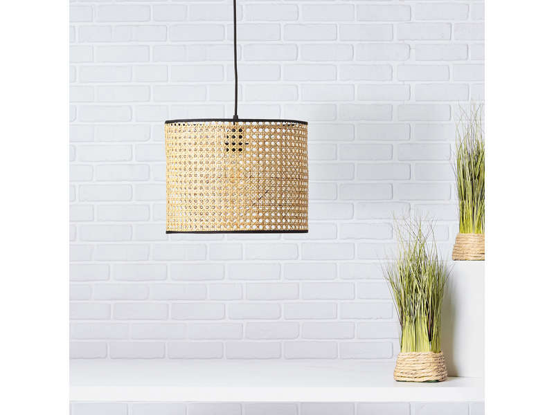 SUSPENSION WILEY EN METAL ET BOIS ROTIN AJOURE