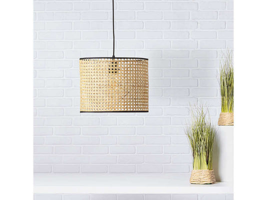 SUSPENSION WILEY EN METAL ET BOIS ROTIN AJOURE
