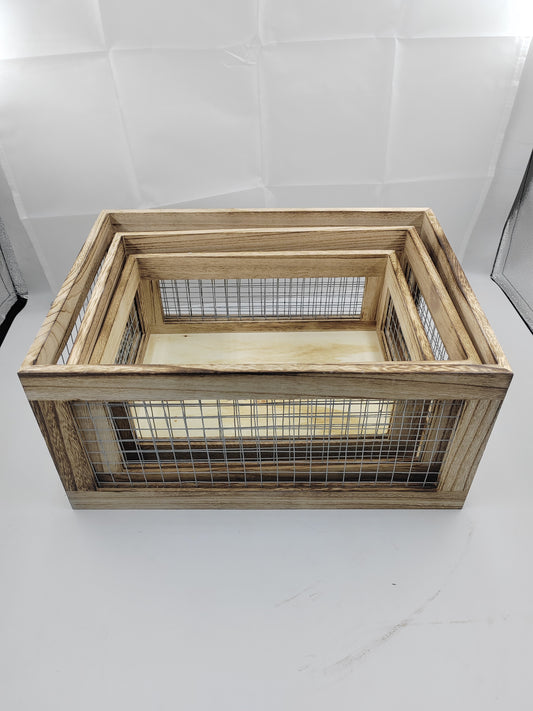 SET OF 3 SQUARED WOODEN BOXES