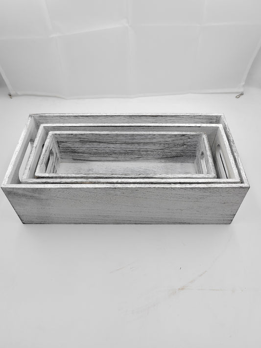 SET OF 3 RECTANGULAR WOODEN BOXES
