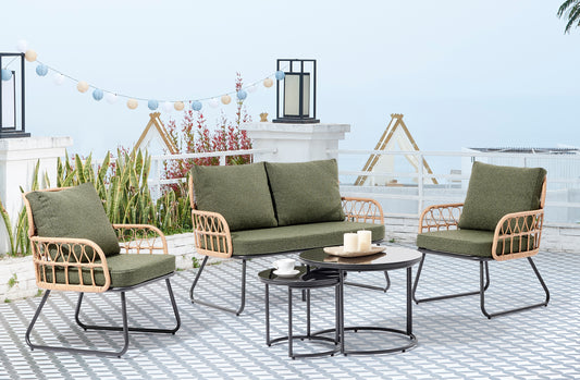 LOUNGER SETS 5PCS: 1 LOVESETA + 2 CHAIRS + 1 BIG TABLE + 1 SMALL TABLE