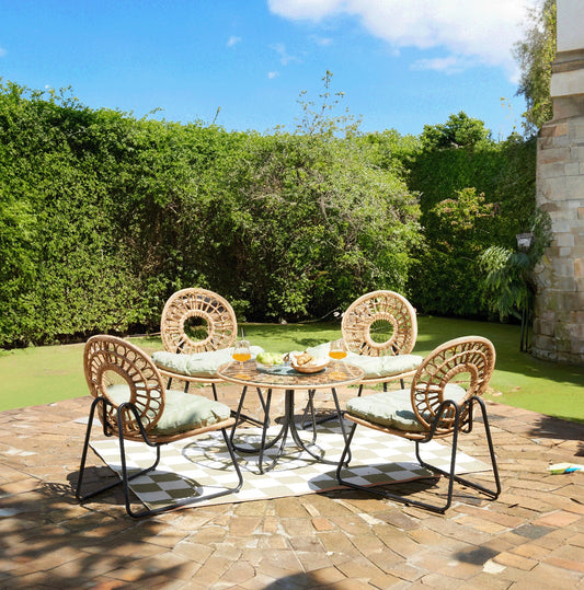 OUTDOOR DINING SETS 5PCS: 1 ROUND TABLE + 4 CHAIRS