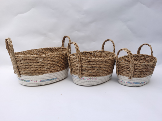 BASKET ROUND WITH HANDLES 3 PCS