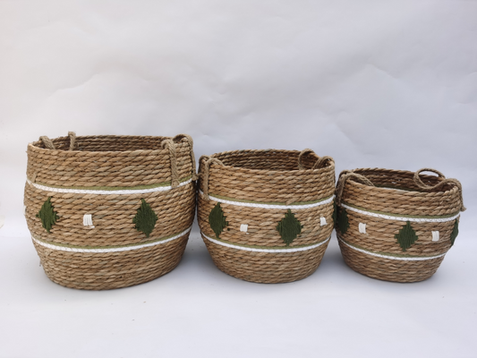 SET OF 3 BASKETS WITH HANDLES