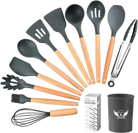 Silicone Kitchen utensils set 11pcs Light Grey